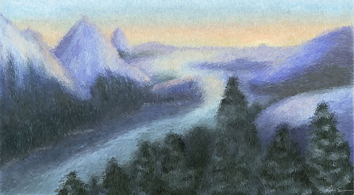 Corel Painter - Landscape Mountain Scene