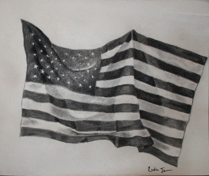 Flag - charcoal on newsprint