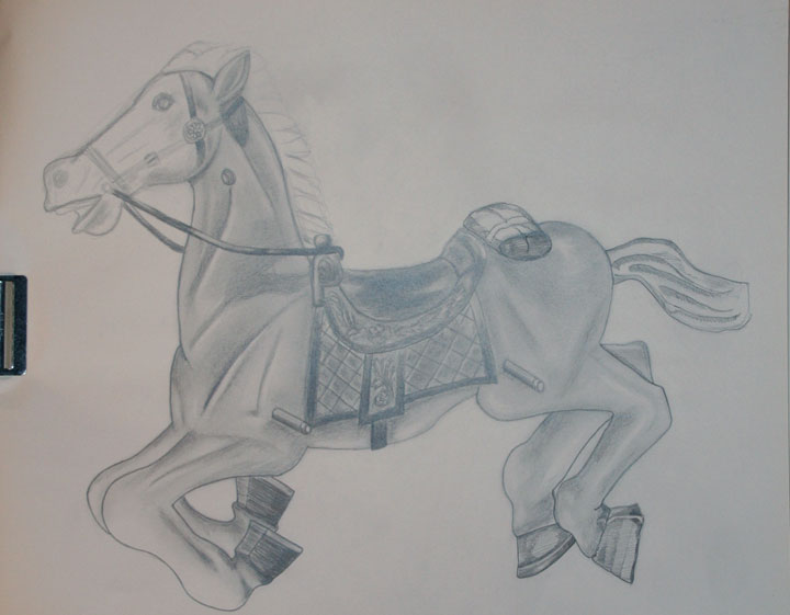 Spring Horse - graphite on newsprint