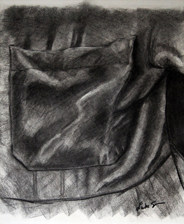 Dress Pocket - charcoal on newsprint