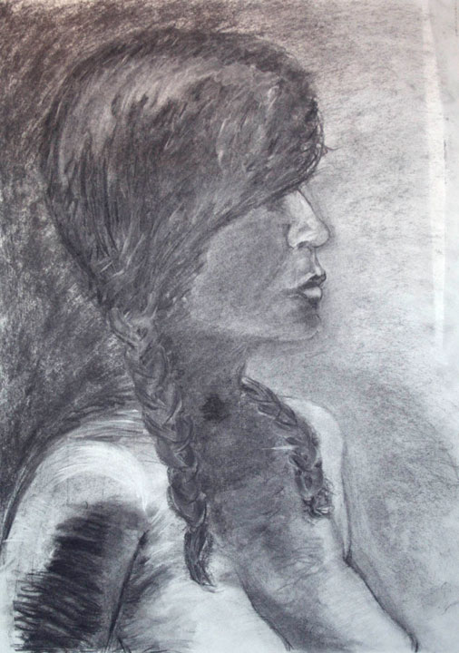 Female Bust - charcoal on newsprint