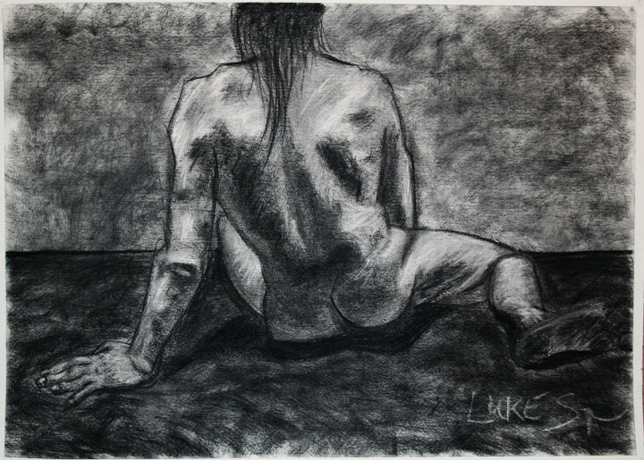 Seated Male - charcoal on Arches Cover